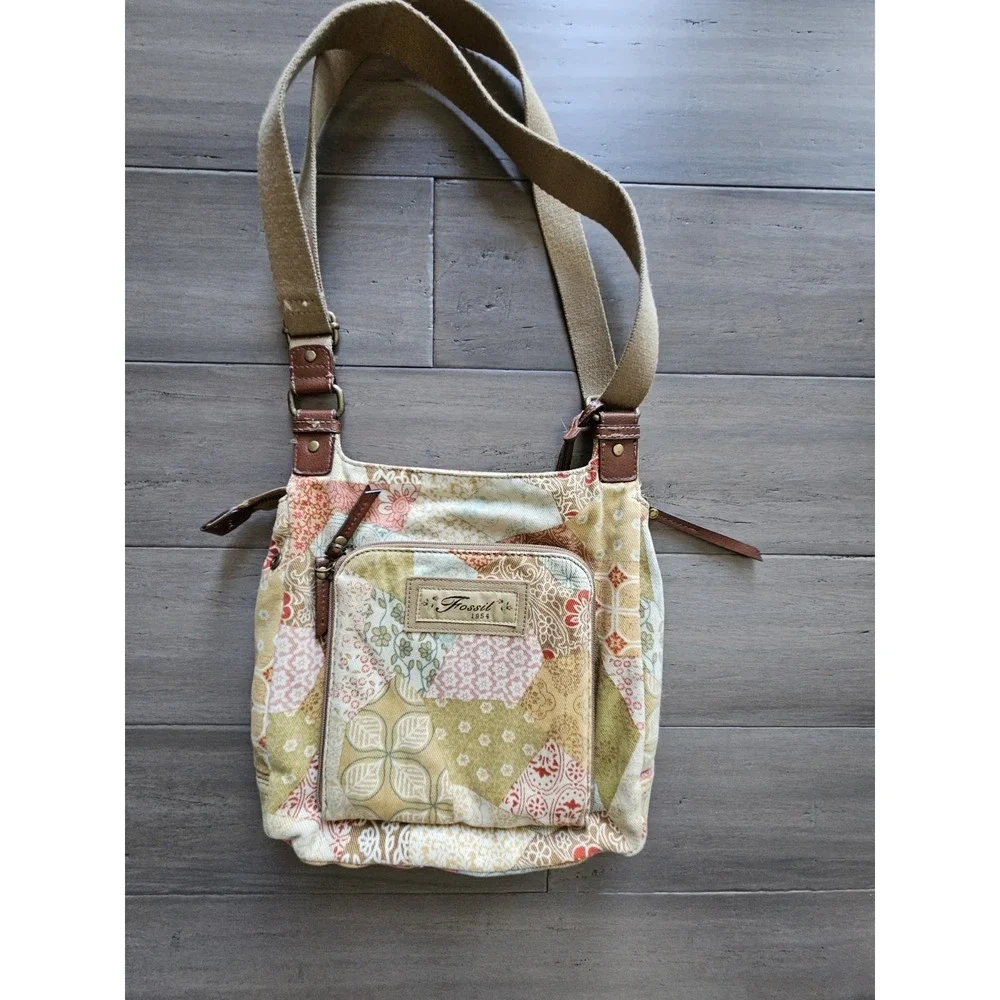 Vintage Fossil Purse Cloth Floral Patchwork Shoulder/Crossbody Bag - Picture 3 of 7